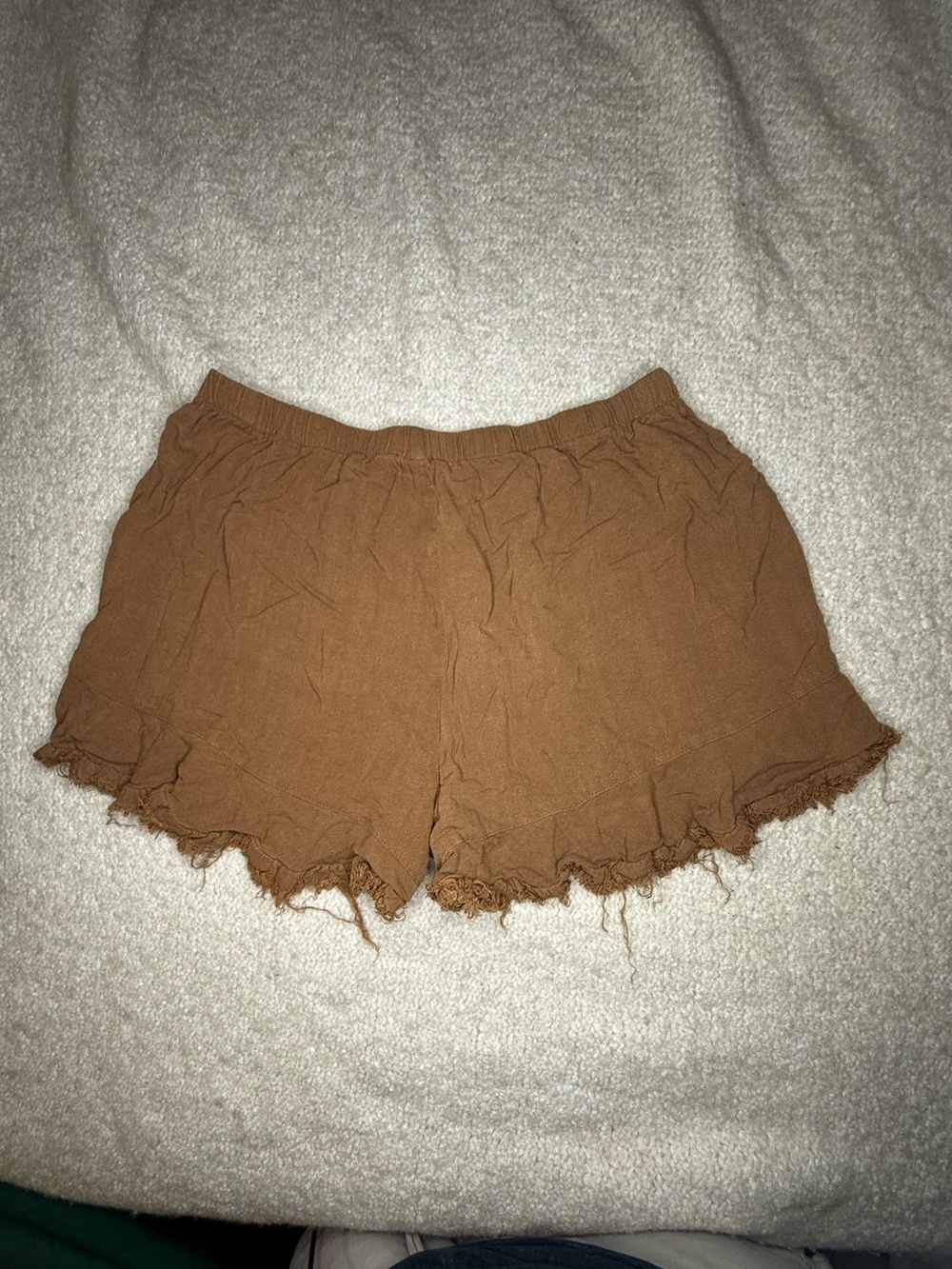 Umgee Linen Brown Women's Raw Hem Shorts Sz XL